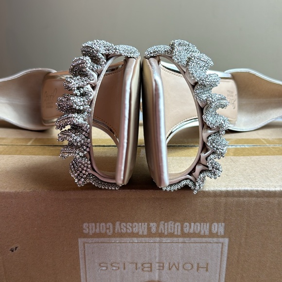 • Jewel Badgley Mischka • Ridley Bejeweled Strap Stiletto Heel • 8.5 • - Picture 9 of 10